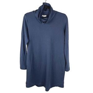 J Jill Pure Size XS Pocket Tunic Dress Cowl Neck Long Sleeve Stretch Blue